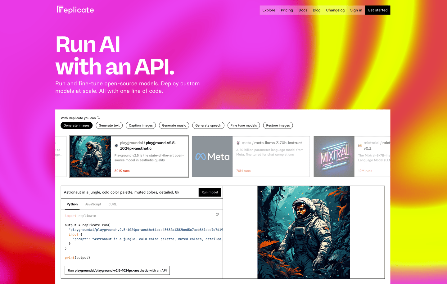 Replicate screenshot